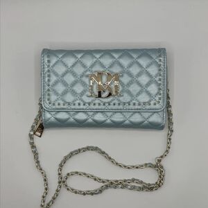 NWT Badgley Mischka " Light Blue Metal " Quilted Crossbody Bag